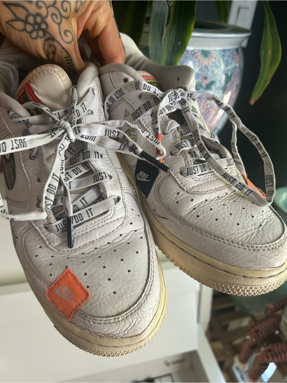 Nike Air Force 1 Low ’07 PRM Just Do It White Orange 2018 Men 6.5 Women 8 - Picture 14 of 16